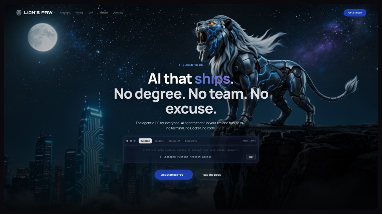 Lions Paw — agentic runtime and academy platform